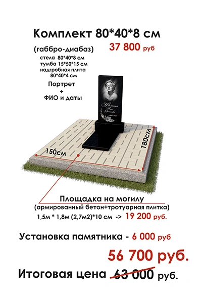 Памятник из гранита на могилу с установкой Памятник из гранита на могилу комплект 80х40х8 см с установкой заказать в Краснодаре